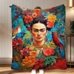klasikinės menininkės Fridos Kahlo mink&scaron;tas koralinės spalvos vilnos pledas 310 gsm purus &scaron;iltas pledas sofai, lovai, sofai, miegamojo dekoravimui 150x200cm