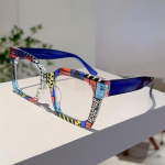 KAMMPT Madingi Spalvoti Dryžuoti Oversize Akiniai Stilingas Prekės Ženklo Dizainas Optika Individualus Kvadratinis Dekoras Pra&scaron;matnus Rėmelis Moteri&scaron;kiems
