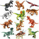 12 dinozaurų tiranozaurų triceratopų mėsėdžių taurenų dvigubai karūnuotas drakonas, vaiki&scaron;ki berniukai, surinkti statybiniai blokeliai žaislų krep&scaron;ys