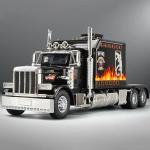 1:24 Peterbilt 389 vilkikų sunkvežimių lydinio žaislinio automobilio modelis Vairas Vairavimas Garsas ir &scaron;viesa Vaikams skirta žaislinė kolekcinė prekė Gimtadienio dovana black