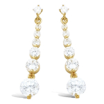Les Tr&eacute;sors De Lily [F6268] - Boucles Plaqu&eacute; Or 'D&eacute;esse' blanc dor&eacute; - 35x6 mm