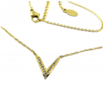 Les Tr&eacute;sors De Lily [P8106] - Collier acier 'Love' blanc dor&eacute; - 12x12 mm balta