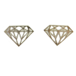 7bis [Q6087] - Boucles artisanales 'Origami' argent&eacute; (diamant) - 13x9 mm sidabras