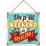 Les Tr&eacute;sors De Lily [R1434] - Plaque m&eacute;tal 'Messages' turquoise rouge (Un petit weekend &agrave; Rhum ! ) - 20x20 cm mėlyna