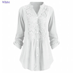 XS-5XL Didelio dydžio nėriniuota palaidinė rudens ir žiemos Naujos mados moteri&scaron;kos palaidinės Vir&scaron;utinės tunikos V formos i&scaron;kirptės mar&scaron;kiniai su sagomis ilgomis rankovėmis XXL