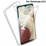 Telefono dėklas, skirtas Samsung Galaxy A12 360&deg; dvipusis skaidrus, atsparus smūgiams Samsung Galaxy A12 gryna