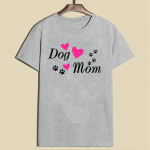 ZIMOXUAN Dog Mom Paw Print Summer Moterų medvilnės trumpomis rankovėmis mar&scaron;kinėliai Mommy Tee Tops S balta