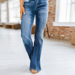 Biuro Lady Blue džinsiniai džinsai auk&scaron;tu juosmeniu Moteri&scaron;ki Pavasariniai Sexy Solid Skinny Flare Kelnės Madingi Moteri&scaron;ki Džinsai Mujer 25663