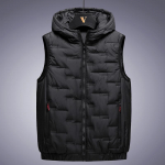 Žieminė liemenė su gobtuvu Vyri&scaron;ka plisuota tvirta pamink&scaron;tinta liemenė nuo vėjo &scaron;ilta striukė be rankovių Homme laisvalaikio liemenė stora parkas M juoda