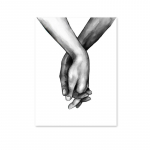 Juoda balta Romanti&scaron;ka ranka rankoje Plakato spausdinimas Drobės tapyba &Scaron;iuolaikinės meilės citatos Sienų pie&scaron;inys Porų įsimylėjėlių kambario dekoras 21X30cm No Frame