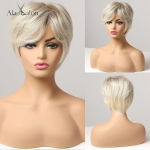 ALAN EATON moteri&scaron;kas perukas Ombre Juoda Ruda &Scaron;viesiai Blondinė Balta Trumpi Tiesūs Daugiasluoksniai Plaukai Sintetiniai perukai su &scaron;oniniais kirpčiukais Pixie Cut