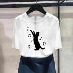 (Azijos dydis) Mados spaudiniai Moteri&scaron;ka katė Juokinga tendencija Miela, miela laisvalaikio moteri&scaron;ka laisvalaikio apranga, grafinė mar&scaron;kinėlė trumpomis rankovėmis S