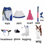 Anime Umamusume: Pretty Derby Tokai Teio Cosplay Neutralūs drabužiai Perukas Vir&scaron;ūnės ir Sijonai Helovino Karnavalo Kostiumai L-(Costume+Wig)