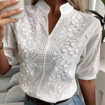 V formos i&scaron;kirptė Madinga moteris Vintažiniai balti mar&scaron;kiniai Moteri&scaron;ka Palaidinė Žibintas Rankovės Blusas Vasarinės siuvinėjimo Medvilninės Moteri&scaron;kos Palaidinės 24350 S oriono spalva