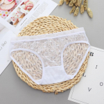 Sexy Net yarn Kelnaitės Moteri&scaron;kos žemu juosmeniu Permatomos kelnaitės K142 one size balta