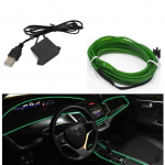 3/5M automobilių LED &scaron;altos &scaron;viesos lanksčios neoninės vielos automatinės lempos ant automobilio &scaron;altos &scaron;viesos juostų linijos dekoratyvinės 3M-USB žalia