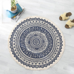 90 cm Bohemi&scaron;kas apvalus medvilninis lininis kilimas Neslystantis grindų kilimėlis svetainei miegamojo kilimėlis jogos kilimėlis Macrame zonos kilimėliai 1