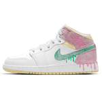 Air Jordan 1 Mid SE GS Ledų Vaikams Sportbačiai Balti Arctic-Punch Blizgūs Vanilės DD1666-100 38.5 white