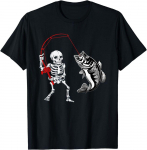 Skeleton Fishing Halloween Cool Premium Tee Unisex mar&scaron;kinėliai S