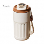 450 ml LED temperatūros ekranas, vakuuminis izoliuotas vandens butelis, kuriame nėra BPA, nepraleidžia nuotėkio, i&scaron;laiko &scaron;altą / &scaron;iltą 12 valandų nerūdijančio plieno izoliacinis puodelis su dvigubomis sienelėmis 450ML ruda