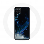 Coque pour Samsung Galaxy A42 5G Nuages de fum&eacute;e multicolore de bleu gris et noir sur fond noir