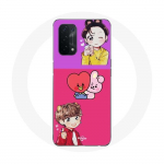 Coque pour Oppo A54 5G BTS BT21 Cooky Et Tata Bangtan V Et Jungkook Fanart