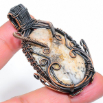 Natural Dendrite Opal Gemstone Handmade Copper Wire Wrap Pendant 2.36 i2b17