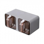 WTEMPO virtuvės laikymo dėžutė, sutir&scaron;tinta dviejų grotelių prieskonių dėžė Buitinė, montuojama ant sienos, prieskonių stiklainis su &scaron;auk&scaron;tu prieskonių stovu 17*8.3*8.2cm pilka