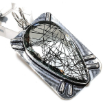 Natural Black Rutile Gemstone Handmade 925 Sterling Silver Pendant 2.60 l3g30