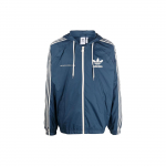 Adidas Originals Konklavų Logotipo Spaudinys Su Gobtuvu Rai&scaron;teliu Sportinis Striukė Vyri&scaron;ka Vir&scaron;utinė Apranga Mėlyna HL9281 XS