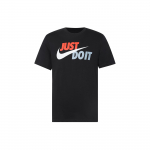 Nike Just Do It Didelio Logotipo Spaudinys Laisvalaikio Sportiniai Trumpomis Rankovėmis Mar&scaron;kinėliai Vyri&scaron;ki Vir&scaron;utiniai Drabužiai Juodi AR5007-010 M