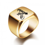 Nauji vyri&scaron;ki žiedai su raidiniu antspaudu Fashion Gold 18mm vyri&scaron;kas nerūdijančio plieno pradinis papuo&scaron;alas platus žiedas vyrams vakarėlio aksesuarai 6&gold