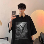 2024 m. vasaros mar&scaron;kinėliai trumpomis rankovėmis, skirti vyri&scaron;kiems madingiems penkių colių rankovėms, universalūs, laisvalaikio studenti&scaron;ki mar&scaron;kinėliai pusrankovėmis, kasdieniai madingi spausdinti vir&scaron;us M balta