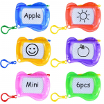 6 vnt. Magnetinė pie&scaron;imo lenta Mini i&scaron;trinama ra&scaron;ymo plan&scaron;etė Raktų pakabukas Vaikų gimtadienio vakarėlio dovanėlės svečiui Berniukui Mergaitei Kalėdinės dovanos 6pcs įvairiaspalvis