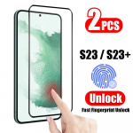2 vnt pir&scaron;tų atspaudų atrakinimo grūdinto stiklo plėvelė, skirta Samsung Galaxy S25 S25+ S25 S24 Ultra S21 S23 / S23+ 5G FE S22+ 5G Plus pilnai dengianti ekrano apsauga Samsung Galaxy S24 FE juoda