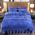 Rudens/žiemos pliu&scaron;inis 4 dalių sustorėjusios &scaron;iltos vilnos paklodės antklodės užvalkalas su spausdintu lovos sijono namų apyvokos rinkinys 200x230cm-1.5 bed