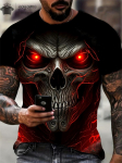 Punk Style Etro vyri&scaron;ki mar&scaron;kinėliai Siaubo kaukolė 3D spausdinimu mar&scaron;kinėliai Summer Crew Neck trumpomis rankovėmis Madingi dideli mar&scaron;kinėliai Vyri&scaron;ki drabužiai 3XL