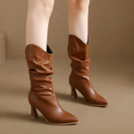 Seksualūs žieminiai moteri&scaron;ki auk&scaron;takulniai batai Madingi smailia nosimi Stileto kulno ilgaauliai moteri&scaron;ki Eleganti&scaron;ki batai auk&scaron;takulniai Batai Botas De Mujer 35 chaki