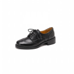 2024 m. moteri&scaron;ki siurbliai, Oksfordai, rudens bateliai, moterims, natūralios odos, &bdquo;Brogues&ldquo;, retro, suvarstomi, laisvalaikio, rankų darbo, juodi mergaičių bateliai 34 juoda