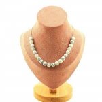Pierres et Min&eacute;raux. Collier 20 perles Howlite 8 mm. Chaine en acier inoxydable Collier femmes, hommes. Taille personnalisable.