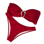Moteri&scaron;kas bikini komplektas su metaliniu žiedu, auk&scaron;tu liemeniu, dviejų dalių maudymosi kostiumėlis, seksuali halterio tipo vir&scaron;utinė dalis su rai&scaron;teliais, i&scaron;kirptas maudymosi kostiumėlis paplūdimio atostogoms, vakarėliui S