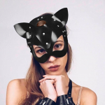Black Bunny Cat maskaradinė kaukė Helovino dekoracija suaugusiems juoda