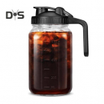 &Scaron;alto ruo&scaron;imo kavos ruo&scaron;imo indas 32oz/64oz stiklinis ąsotis su nerūdijančio plieno filtru plataus kaklelio Masono stiklainio ąsotis ledinei arbatai, limonadui 1000ML 1pc pilka
