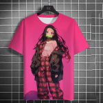 Vyri&scaron;ki gatvės hiphopo daugiaspalviai kasdieniai trumpomis rankovėmis Patogūs madingi kvėpuojantys 3D spausdinimas HD anime personažų spausdinimas S