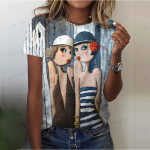 2024 Naujo stiliaus abstraktūs mar&scaron;kinėliai moterims, drabužiai, dovana Naujiesiems metams, Cosplay, apvalia i&scaron;kirpte, trumpomis rankovėmis, moteri&scaron;ki mar&scaron;kinėliai, 3D spauda, gatvės drabužiai XL