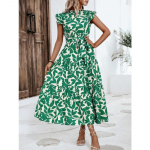 Moteri&scaron;kos mados vasaros pavasario gėlių ra&scaron;tų spausdintos kasdieninės suknelės be rankovių su apykakle auk&scaron;tu juosmeniu XXL