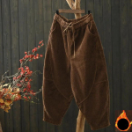 Moteri&scaron;kos žieminės pamink&scaron;tintos ir pastorintos &scaron;iltos kelnės Laisvos laisvalaikio velvetinės ridikėlių kelnės 2XL
