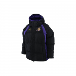 Jordan NBA Los Angeles Lakers Spalvų Blokų Raidžių Logotipo Siuvinėtas Gobtuvas Medvilninė Striukė Vyri&scaron;ka Striukė Juoda DR2445-010 S