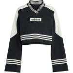 Adidas Originals dryžuotas trumpas laisvas džemperis moteri&scaron;ki vir&scaron;utiniai drabužiai Juodas JW7273 L