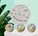 Velykų triu&scaron;io rankų darbo formos 3D silikoninis kiau&scaron;inių gėlių fondant &scaron;okolado formos pyragas
